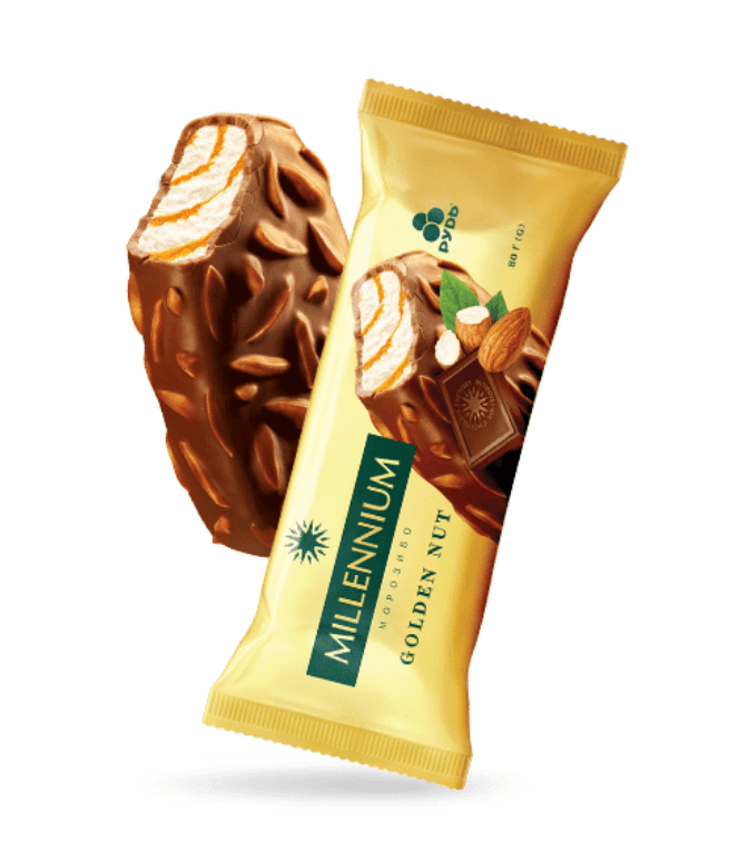 Rud Millenium Golden Nut Ice Cream 80g | ميلينيوم ايسكريم اللوز - 2kShopping