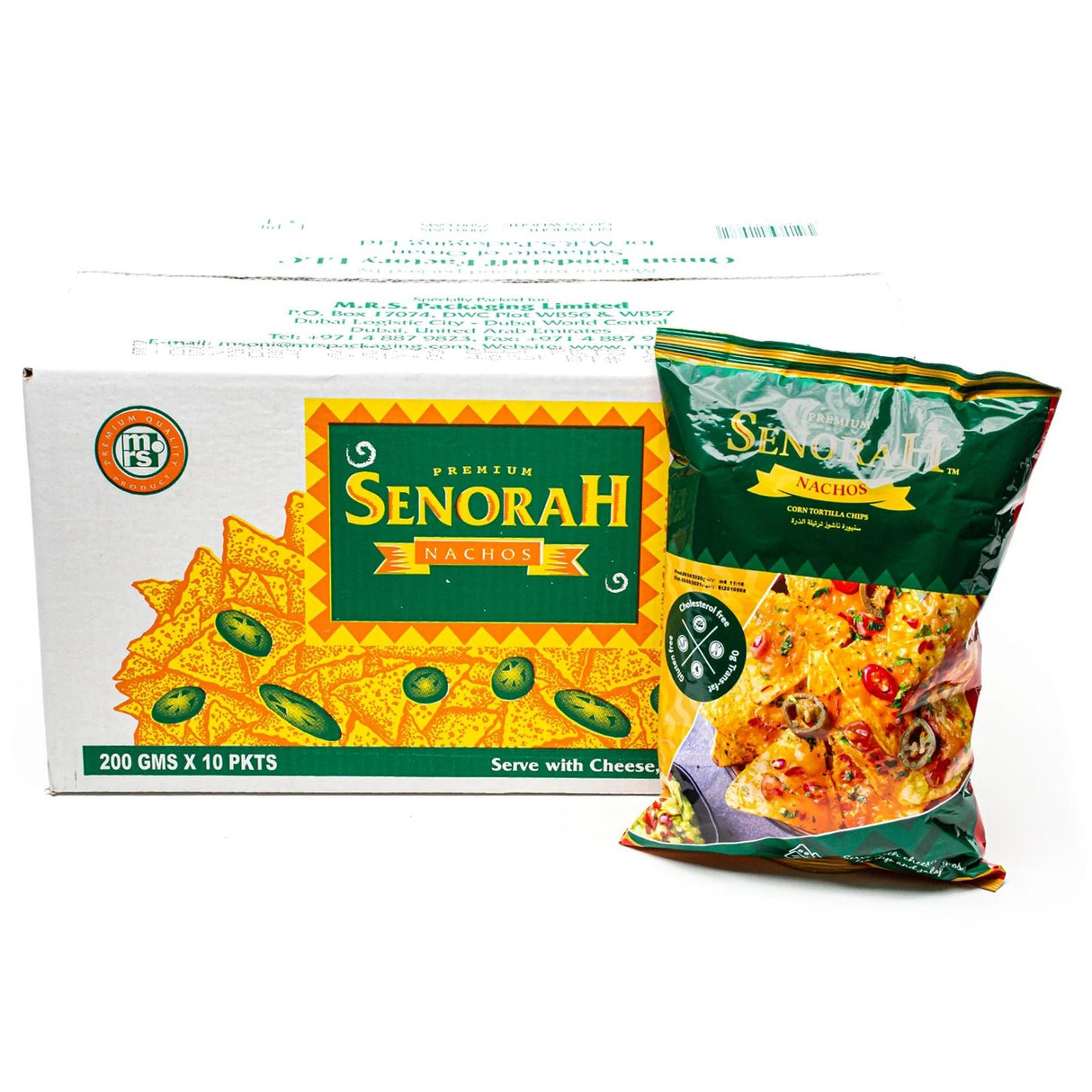 Senorah Nachos Corn Trotilla Chips Box 10x200g | رقائق الناتشوز تورتيلا بالذرة - 2kShopping