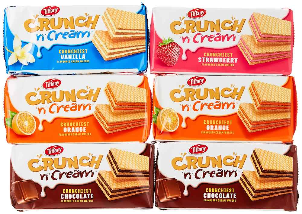 Tiffany Crunch Cream Wafer Assorted 6 x 65g | تيفاني ويفر بنكهات مختلفة - 2kShopping