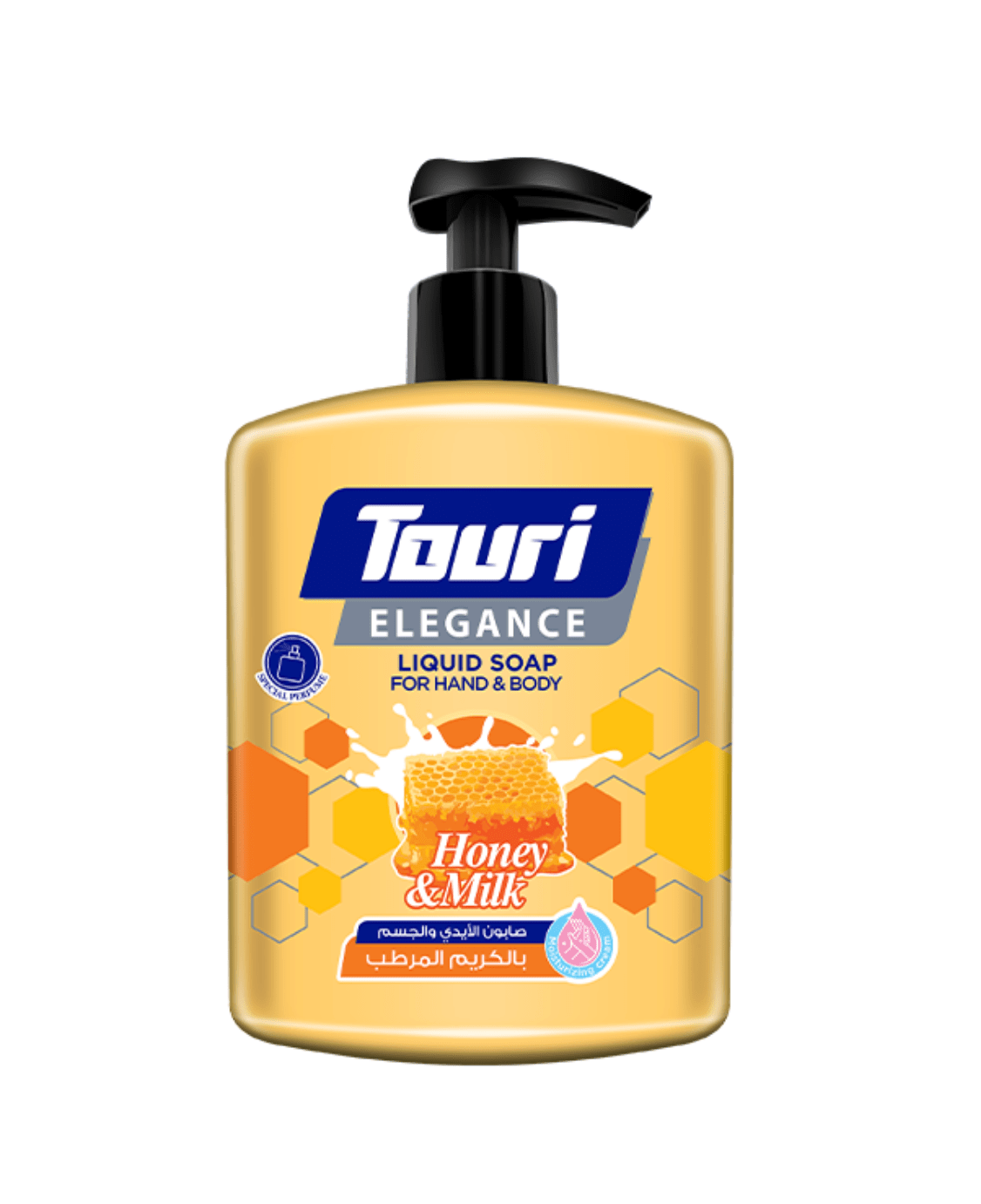 Touri Liquid Soap Milk & Honey 500ml | توري صابون الايدي والجسم حليب وعسل بالكريم المرطب - 2kShopping