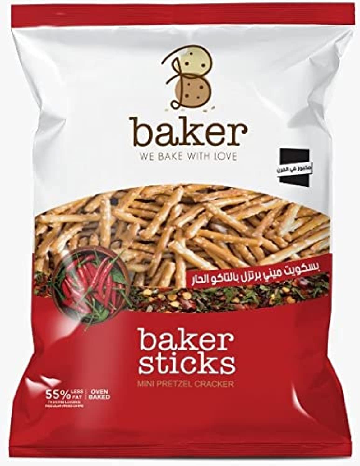 Baker Sticks Mini Pretzel Cracker 280g |بسكوت ميني برتزل بالفلفل الحار - 2kShopping