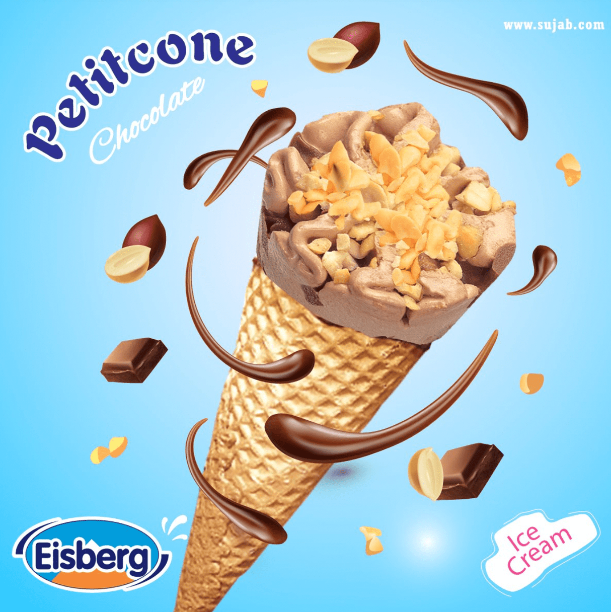 Eisberg Ice Cream Petitcone Chocolate 80g | ايسبيرج ايسكريم مخروط بالشوكولاتة - 2kShopping
