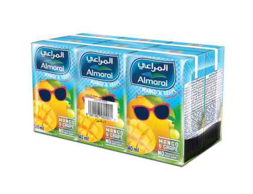 Almarai Mango and Grape Juice 140ml Pack of 6 | عصير نكتار المانجو والعنب