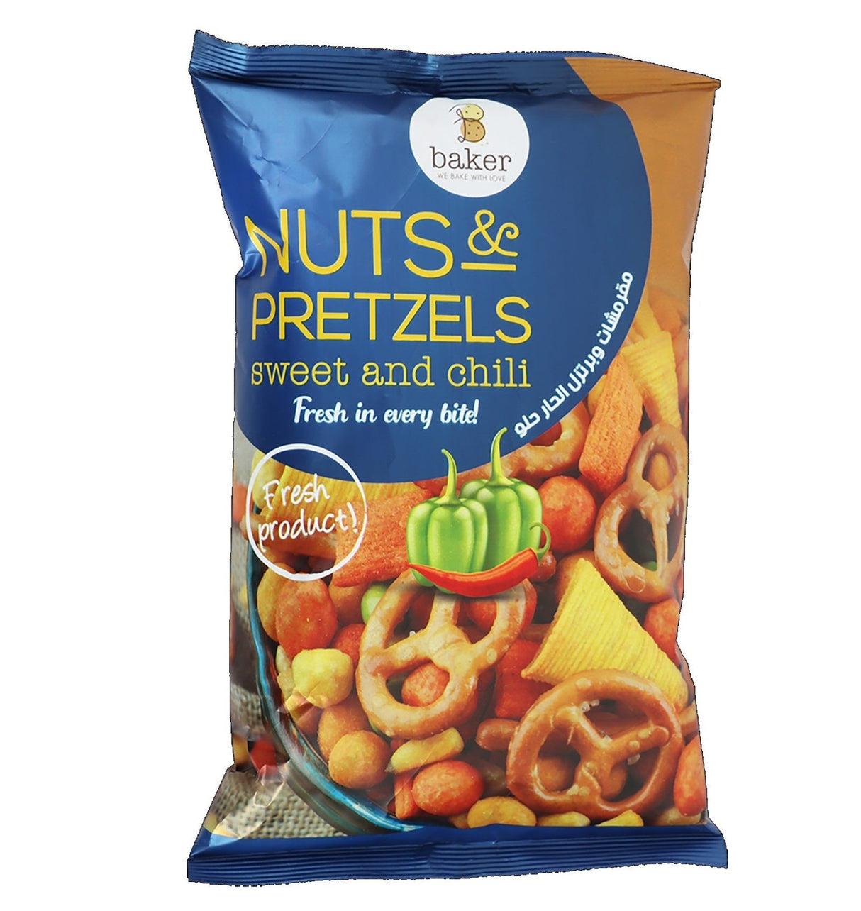Baker Nuts and Pretzels Sweet and Chili 275g | بيكر مقرمشات حلو حار - 2kShopping