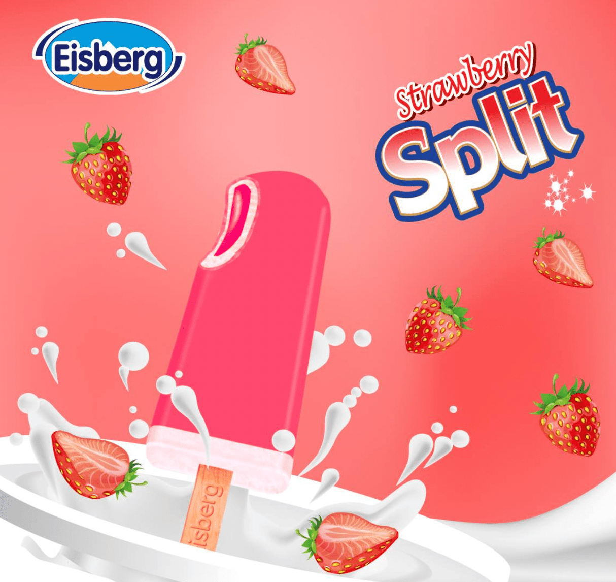 Eisberg Ice Cream Split Strawberry 55g | ايسبيرج ايسكريم سبليت فراولة - 2kShopping