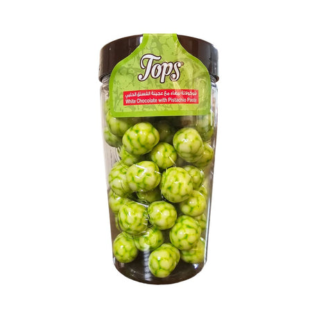 Tops Dragee White Chocolate with Pistachio 230g | توبس شوكولا دراجيه بالفستق - 2kShopping