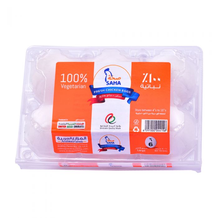 Saha Large Eggs Pack of 6 | بيض صحة أبيض كبير