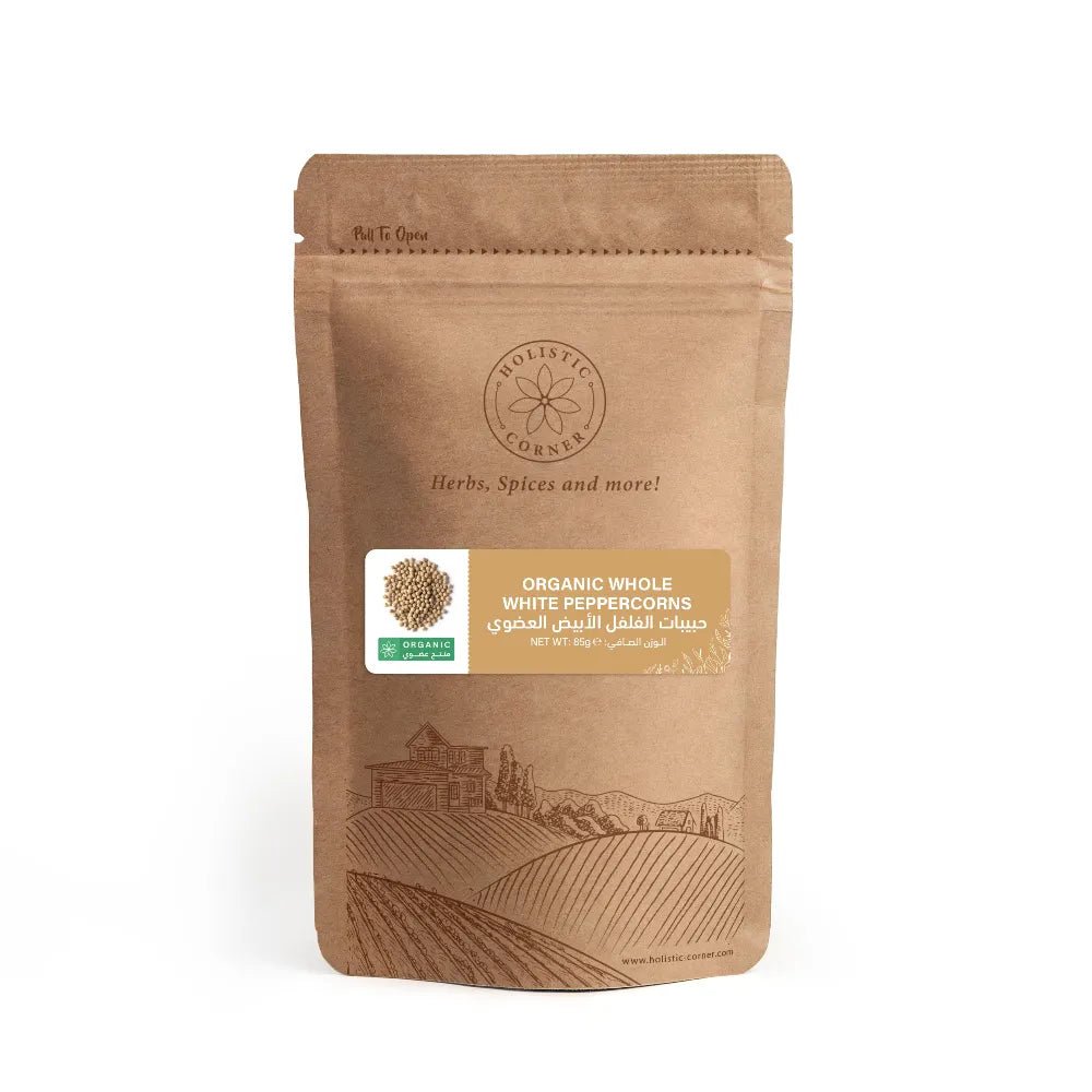 Holistic Corner Organic Whole White Peppercorns 85g | فلفل ابيض حب عضوي - 2kShopping