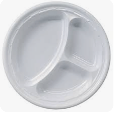 HTE Disposable Round Plastic Plates 25cm | اطباق بلاستيكية دائرية مقسمة ٣ - 2kShopping