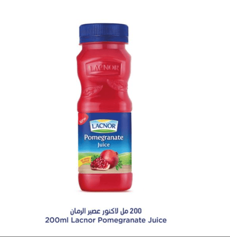 Lacnor 100% Pomegranate 200ml | لاكنور نكتار الرمان - 2kShopping
