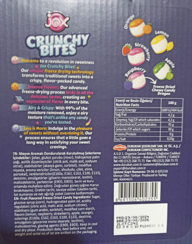 Jox Crunchy Bites Dried Candies 10x50g | حلوى مجففة متعددة النكهات - 2kShopping