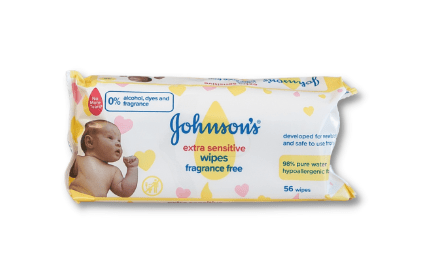 Johnsons Extra Sensitive Wipes 56's - 2kShopping