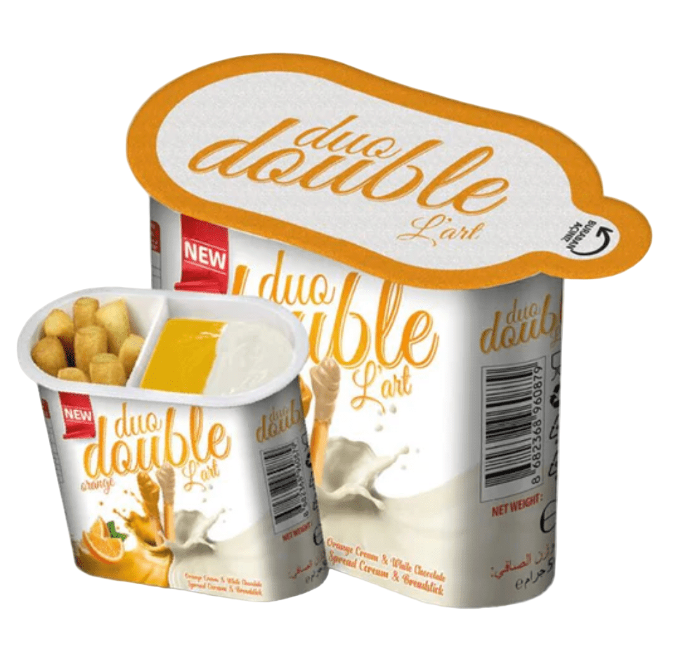 Duo Double Lart Orange Cream with Breadsticks 50g | ديو دبل لارت كريمة البرتقال مع اصابع البسكويت - 2kShopping