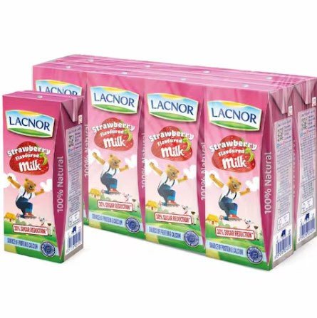 Lacnor Strawberry Flavored Drink 180ml*8Pcs | لاكنور حليب بنكهة الفراولة - 2kShopping
