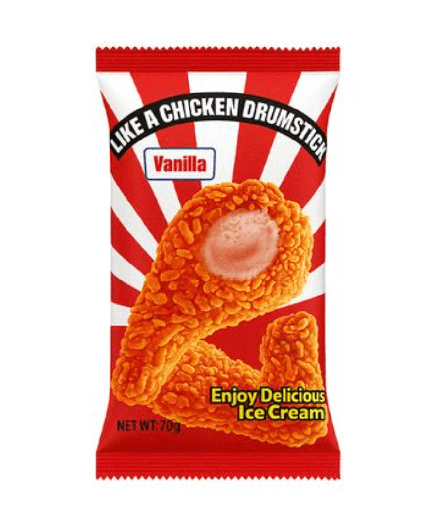 Frosty Chicken Drumstick Ice Cream Vanilla 70g | فروستي ايسكريم فخذ الدجاج - 2kShopping