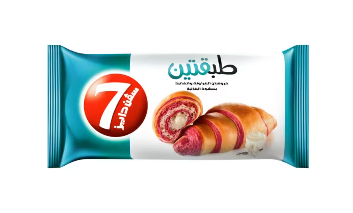 كرواسون 7Days محشو طبقتين فراولة وفانيليا 90 جرام