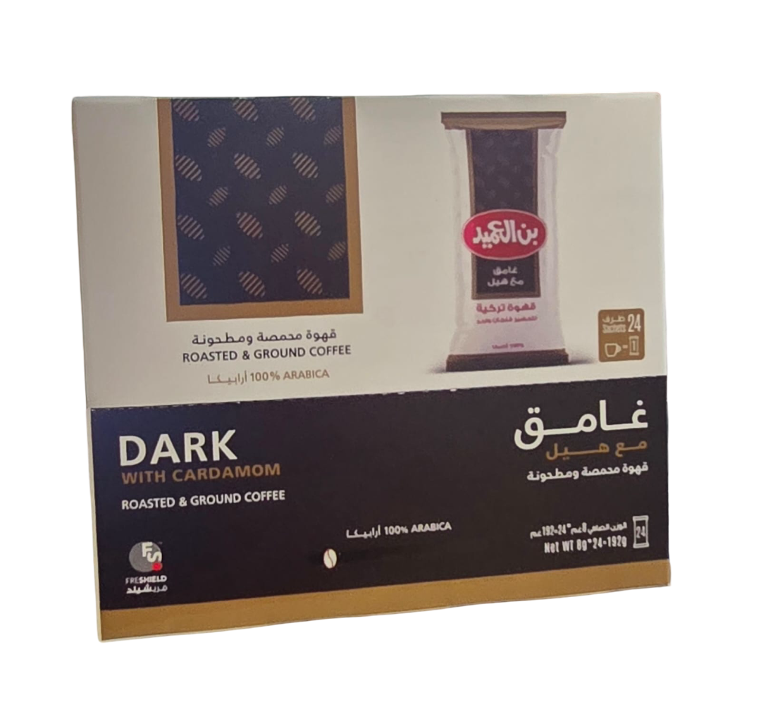 Al Ameed Turkish Dark Coffee with Cardamom 24 x 8G