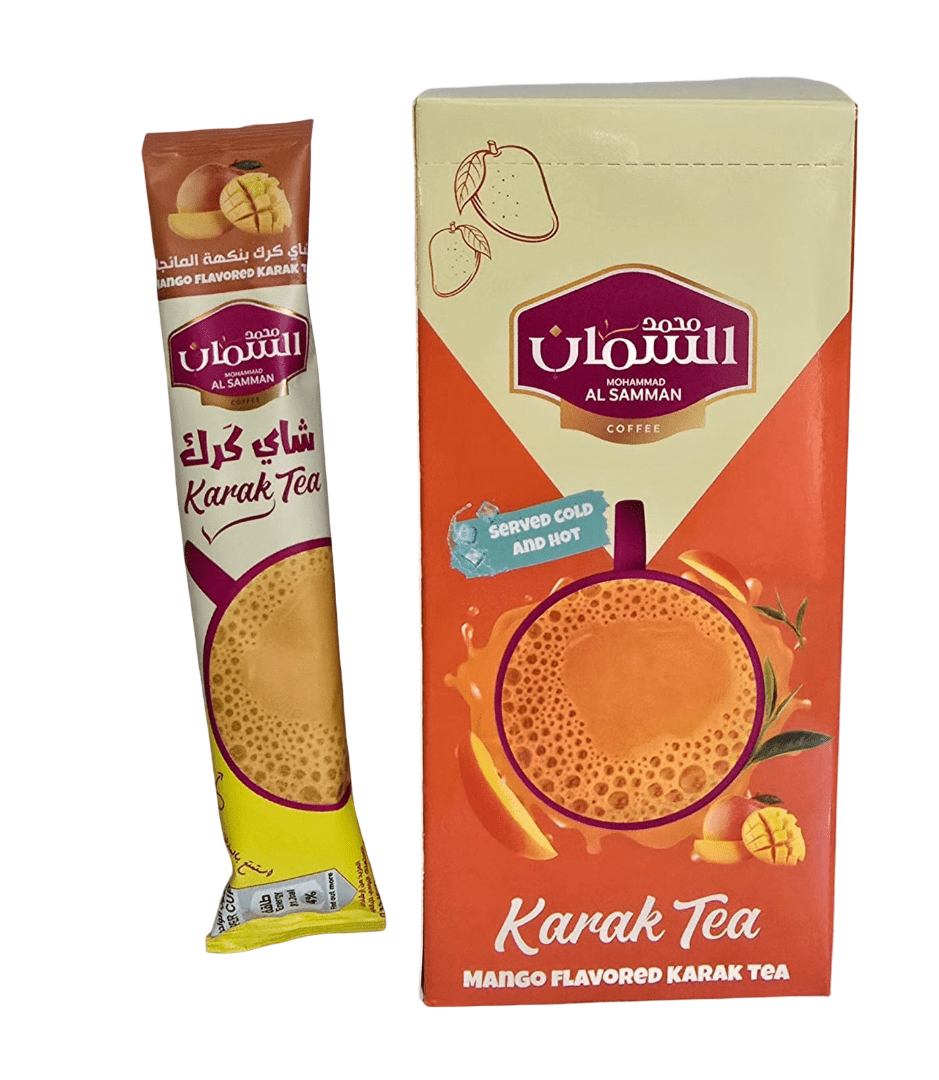 Al Samman Karak Tea Mango Flavour Box of 10pcs x 20g | السمان شاي كرك أصابع ( بنكة المانجا ) - 2kShopping