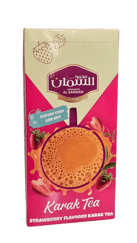 Al Samman Karak Tea Strawberry Flavour Box x 10pcs of 20g |السمان شاي كرك أصابع ( بنكهة الفراولة ) - 2kShopping