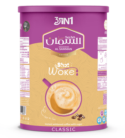 Al Samman Woke Shot 3in1 Instant Coffee Classic 640g|السمان قهوة مبيضة ومحلاة سريعة الذوبان - 2kShopping