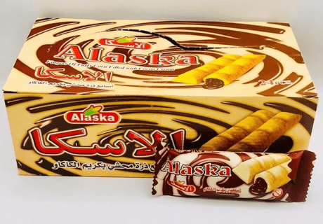 Alaska Puffy Corn Fingers Box 48x10g | الاسكا اصابع محشية بالشوكولاتة - 2kShopping