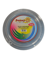 Sunny Round Black Containers with Lids 24oz 5pcs | علب بلاستيكية صغيرة مع غطاء - 2kShopping