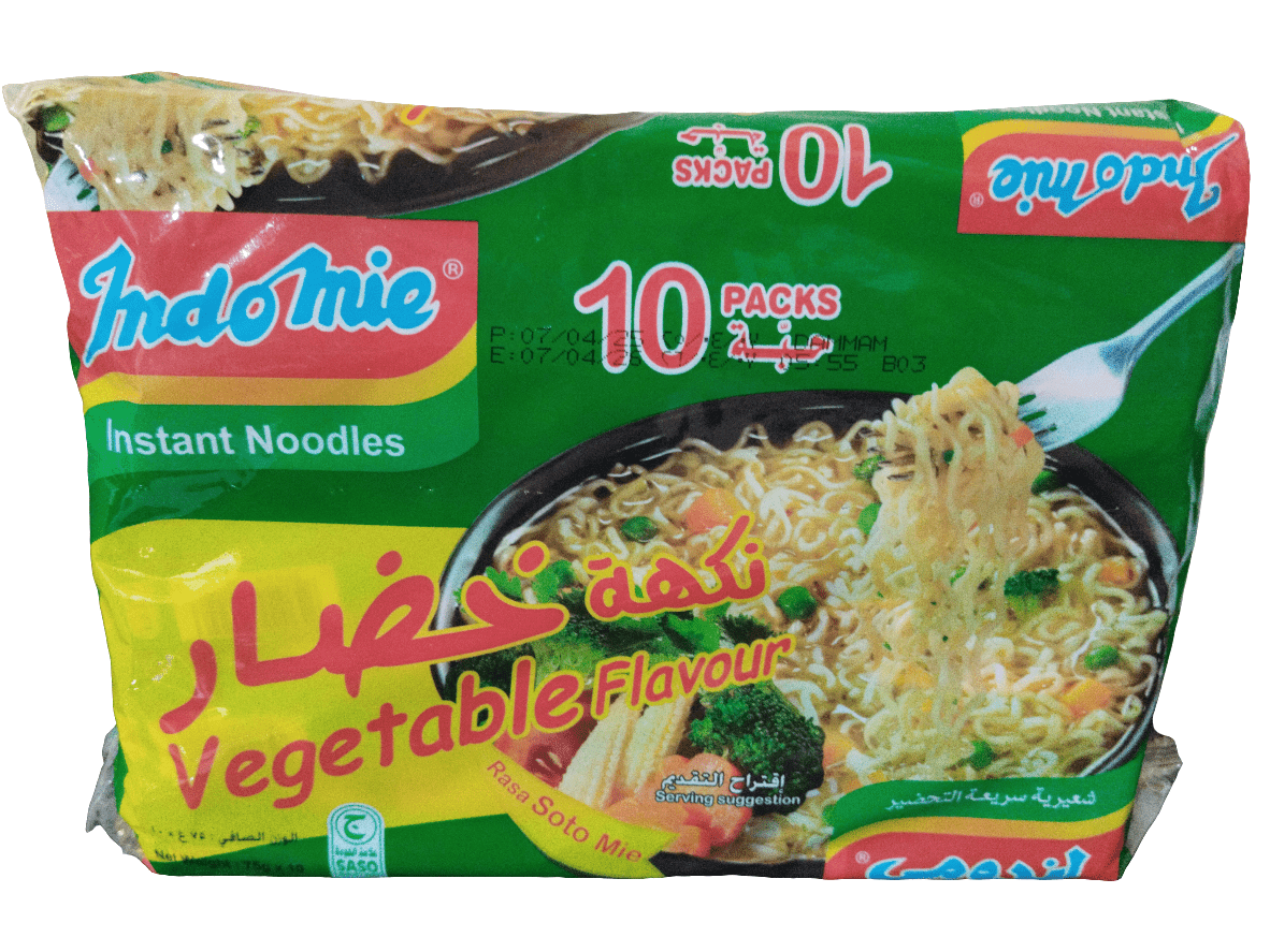 Indomie Vegetable Noodles 75g Pack of 10 | اندومي بنكهة الخضار - 2kShopping