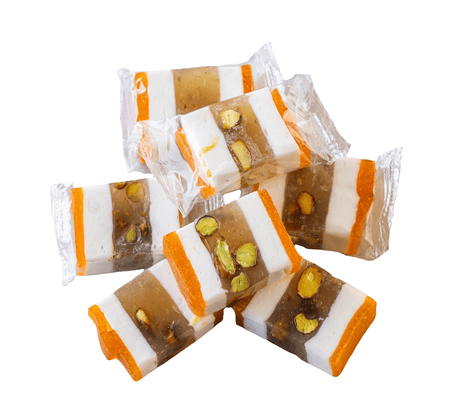 Malban Pieces with Pistachio Topped with Cream & Apricot Paste 1Kg | قطع الملبن بالفستق الحلبي والكريمة وقمر الدين - 2kShopping