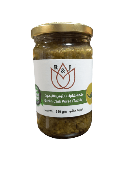 R&J Green Chili Puree with Garlic & Lemon 310g | آر آند جي شطة خضراء بالثوم والليمون - 2kShopping