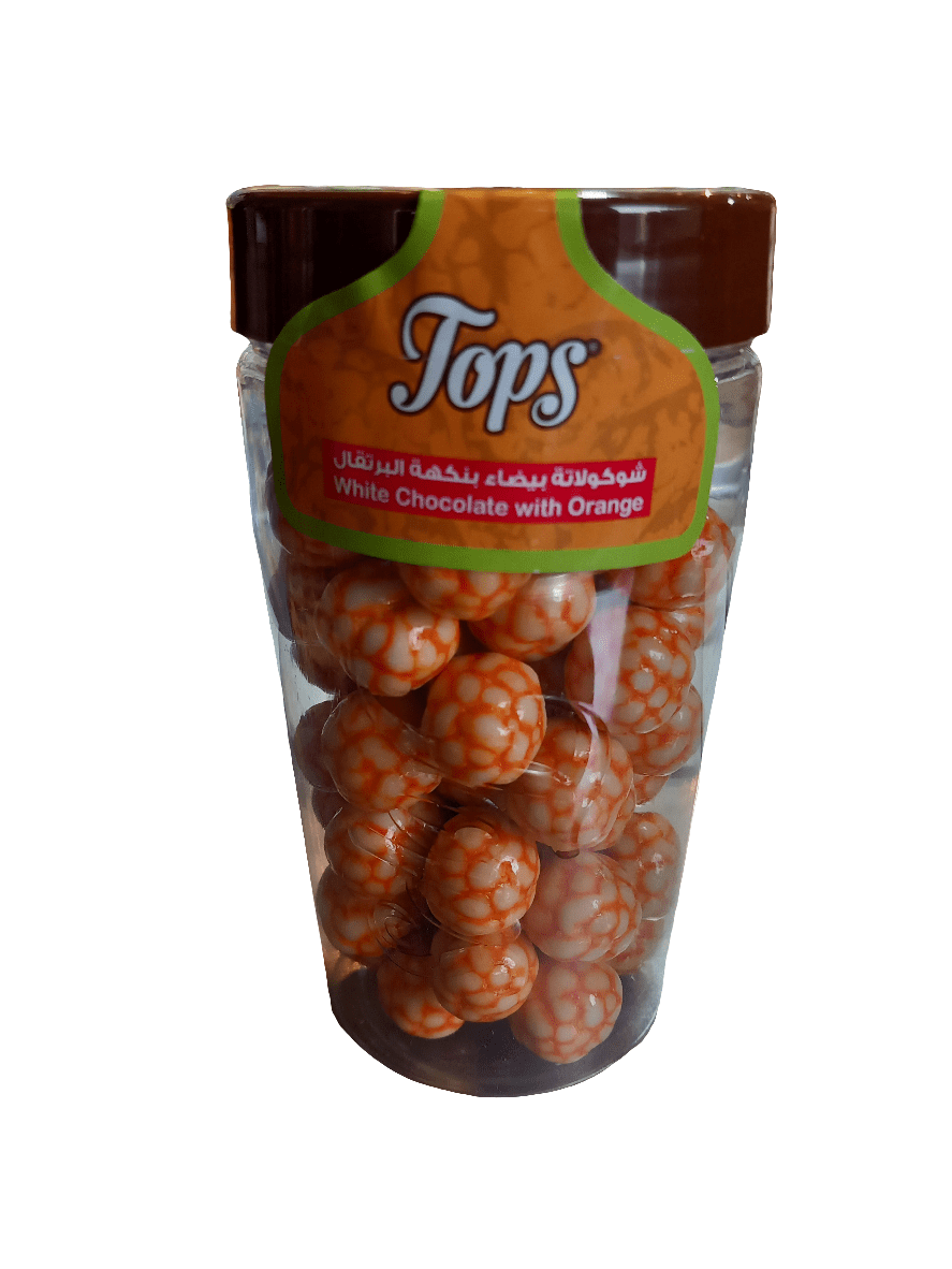 Tops Dragee White Chocolate with Orange 230g | توبس شوكولاتة دراجيه بيضاء مع البرتقال - 2kShopping