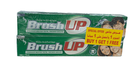 Brush Up Whitening Toothpaste Strong Green Minty Gel 2x180g offer Pack - 2kShopping