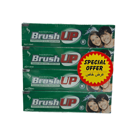 Brush Up Whitening Toothpaste Strong Green Minty Gel 4x70g offer Pack - 2kShopping