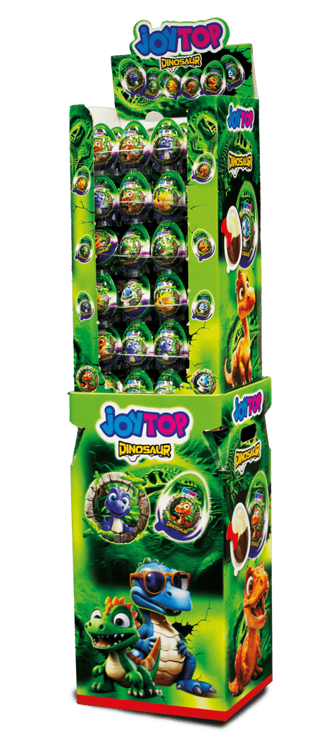 Joytop Egg Dinosaur Chocolate Cream with Surprise Toy 72 x 20g Stand | جوي توب بيضة ديناصور مع لعبة مفاجأة - 2kShopping