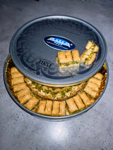 Habibah Baklava Fingers Mix Tin Circle 900g | أصابع بقلاوة مكس معدن دائري - 2kShopping