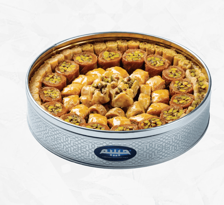Habibah Mixed Baklava - Round Tin 900g | حبيبة بقلاوة مشكل - 2kShopping