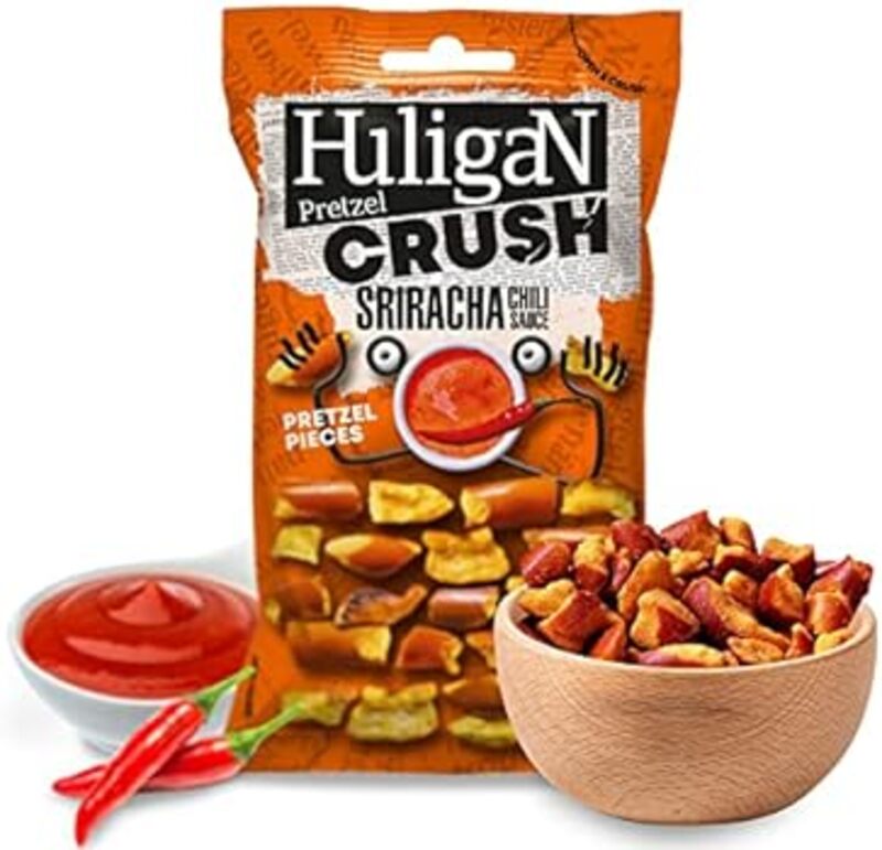 Huligan Pretzels Sriracha Chili Sauce 65g | مقرمشات بريتزل بنكهة الصوص الحار - 2kShopping