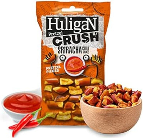 Huligan Pretzels Sriracha Chili Sauce 65g | مقرمشات بريتزل بنكهة الصوص الحار - 2kShopping