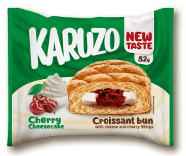 Karuzo Croissant Bun Cherry Cheesecake 82g | كعك الكرواسان محشي بتشيز كيك الكرز - 2kShopping