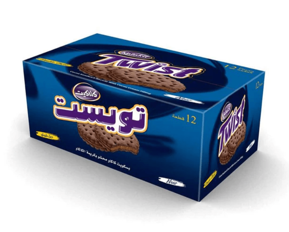 Katakit Twist Double Choco Box 12 x 27g | تويست بسكويت كاكاو بالشوكولا - 2kShopping