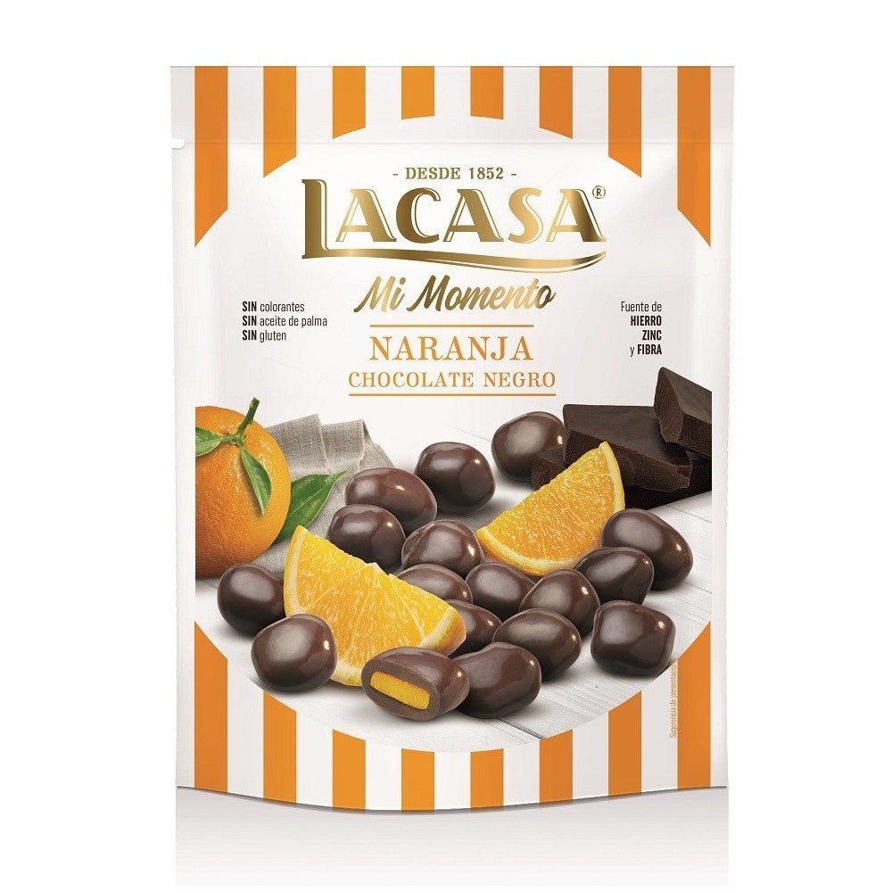 Lacasa Dark Chocolate Orange Peel 125g | لاكازا شوكولاتة غامقة بالبرتقال - 2kShopping