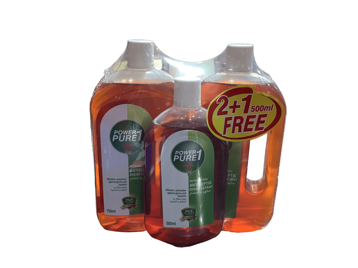 Power Pure 1 Antiseptic Disinfectant 2*750ml + 500ml Free - 2kShopping