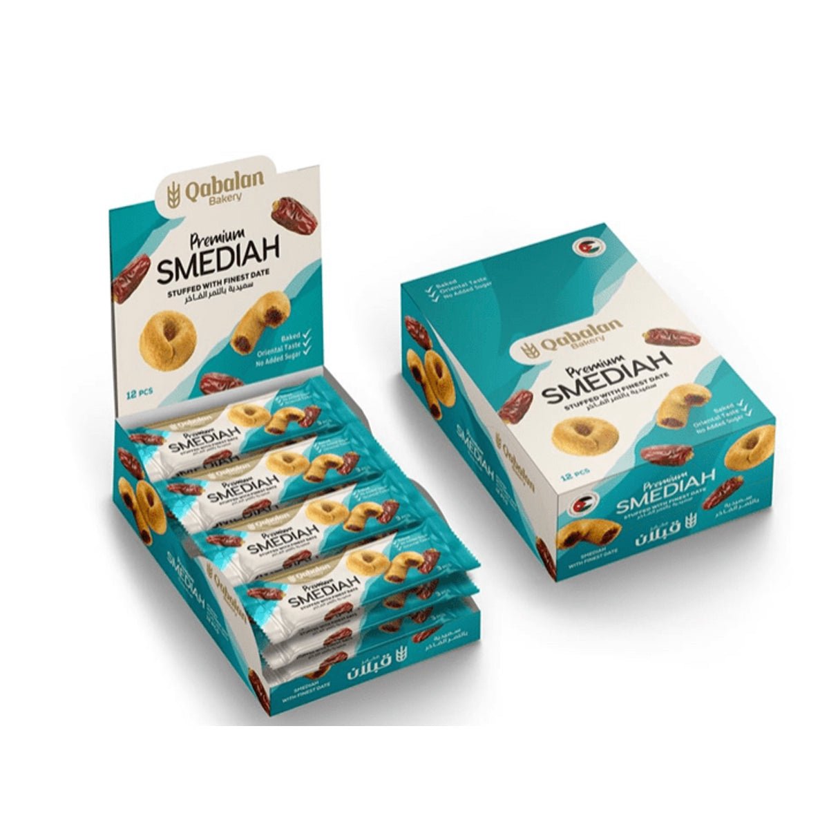 Qabalan Smediah Dates 12 Pcs x 40g | قبلان سميدية بالتمر الفاخر بدون سكر - 2kShopping