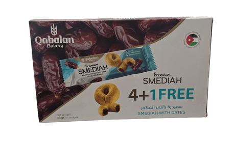 Qabalan Smediah Dates 4 + 1 Free (40g*5 pcs)| قبلان سميدية بالتمر الفاخر بدون سكر - 2kShopping