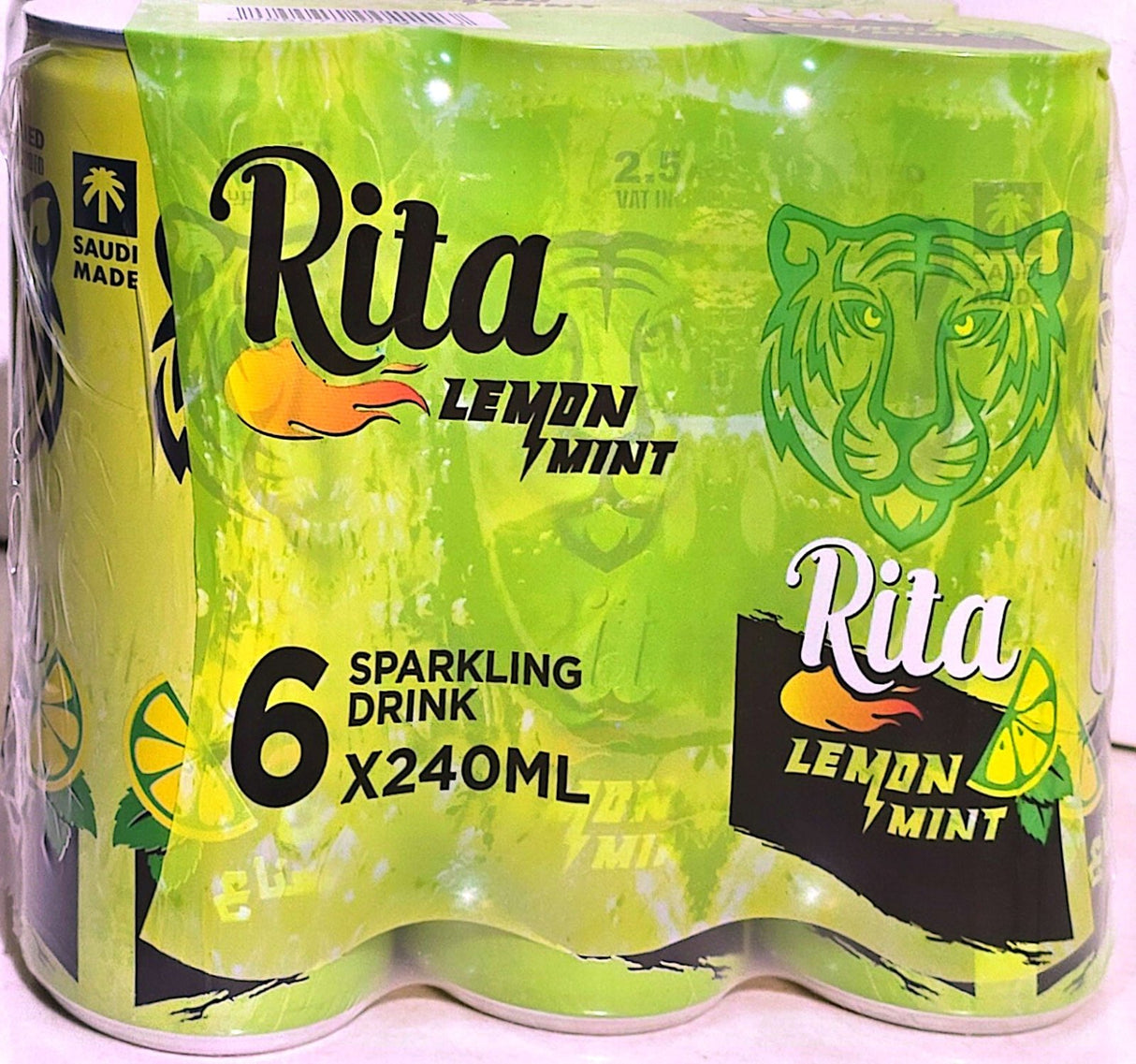 Rita Sparkling Drink Lemon Mint Can 6X240ml | ريتا مشروب غازي بنكهة الليمون والنعناع - 2kShopping