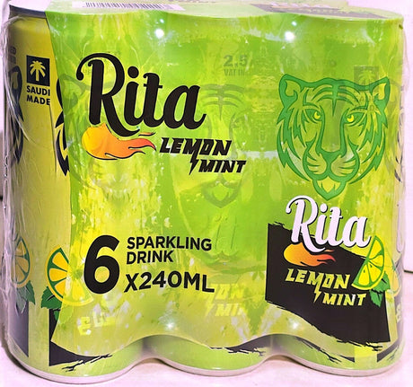 Rita Sparkling Drink Lemon Mint Can 6X240ml | ريتا مشروب غازي بنكهة الليمون والنعناع - 2kShopping