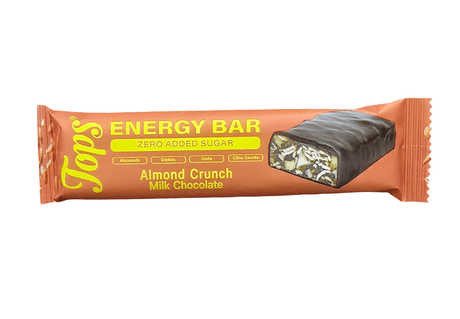 Tops Energy Almond Crunch Milk Chocolate 50g Zero Added Sugar - 2kShopping