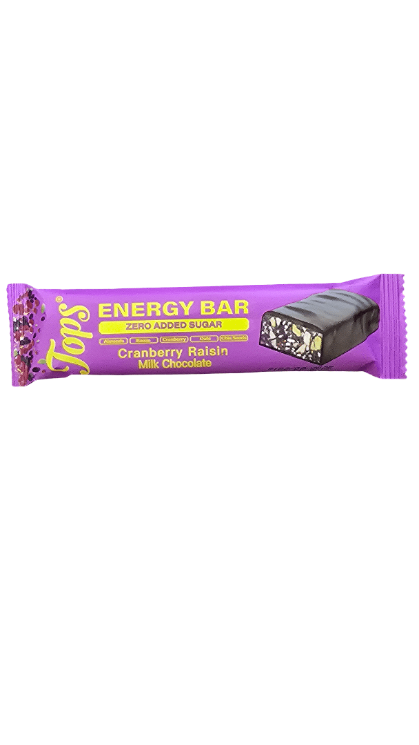 Tops Energy Cranberry Raisin Milk Chocolate 50g Zero Added Sugar - 2kShopping