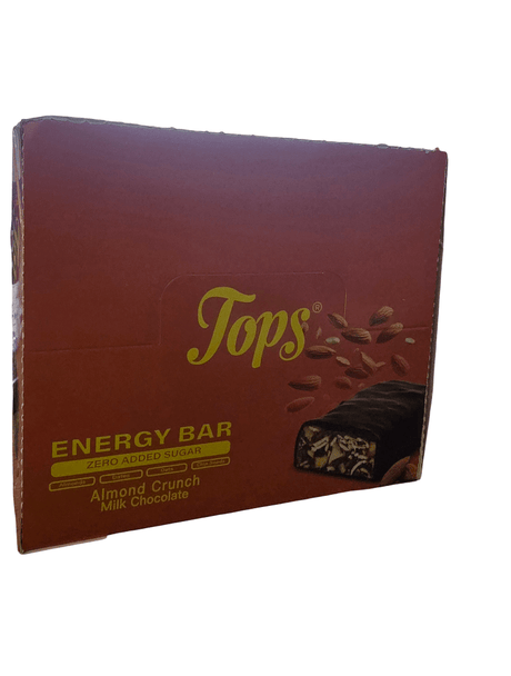 Tops Energy Almond Crunch Milk Chocclate 12*50g Zero Added Sugar - 2kShopping