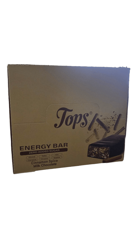 Tops Energy Cinnamon Spice Milk Chocolate 12*50g Zero Added Sugar - 2kShopping