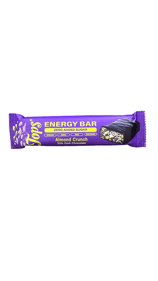 Tops Energy Almond Crunch Dark Chocolate 50g Zero Added Sugar - 2kShopping